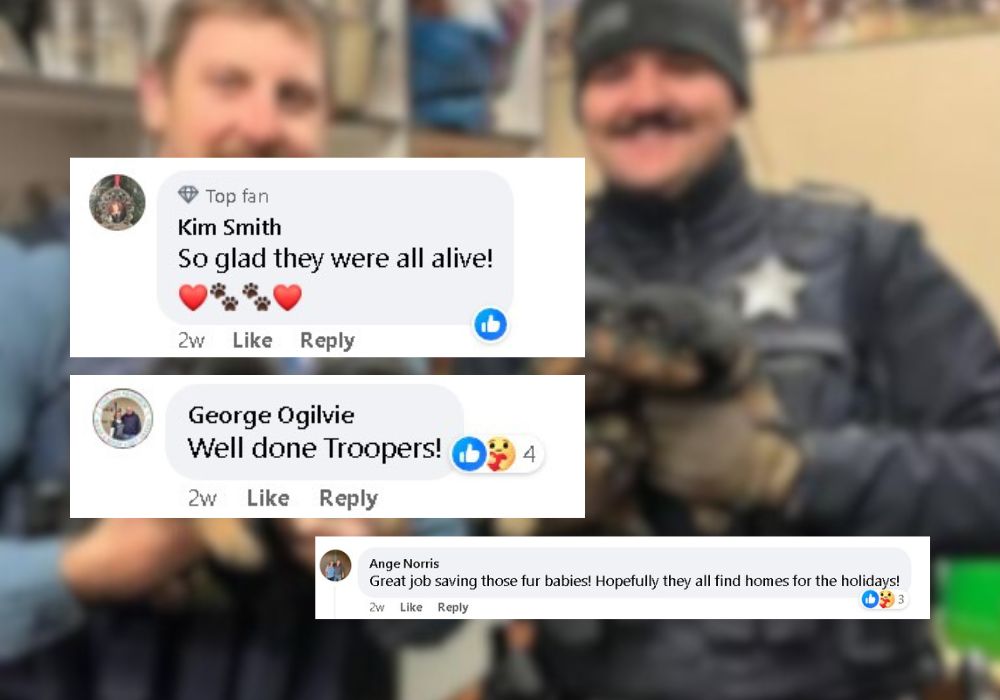 twitter comments about officers and puppies