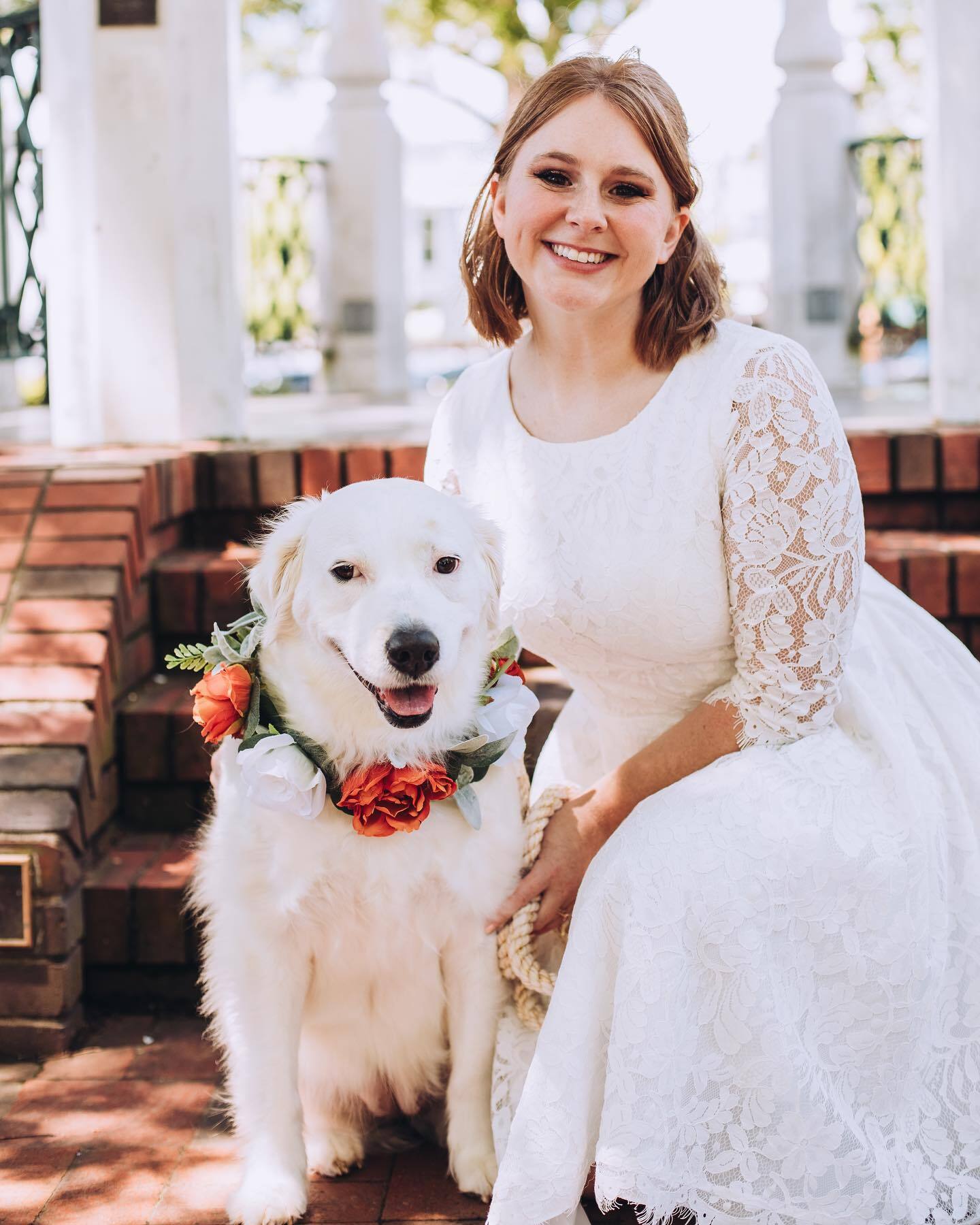 a bride with dog