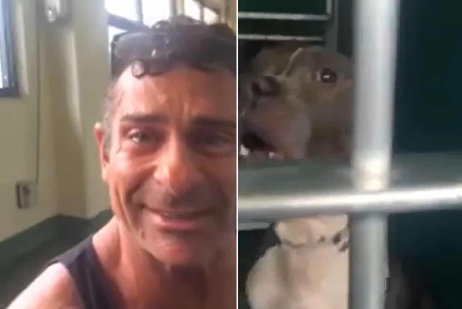 man crying for his dog